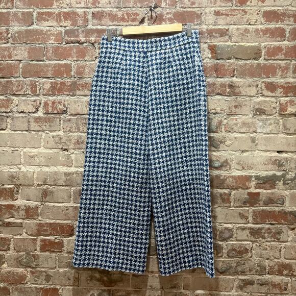 NWT Zara Houndstooth Buttoned Culotte Wide Leg Trousers Size Large - Picture 7 of 10